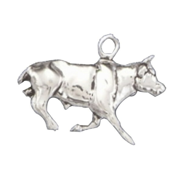 18" Italian Box Chain Sterling Silver Bull Pendant Charm 18" Italian Box Chain Sterling Silver Bull Pendant Charm
